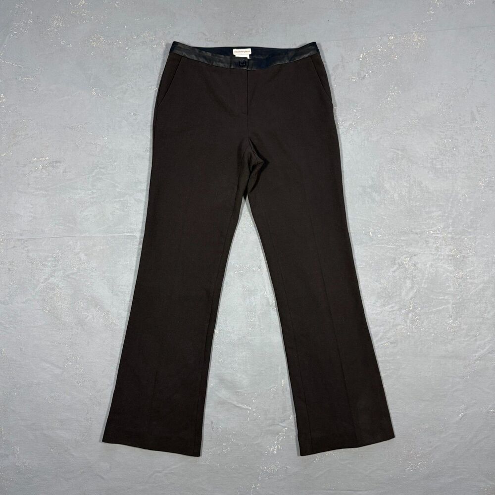 Vintage Emporio Armani Wool Flannel Dark Brown Flared Leg Trousers Fit 29 x 30